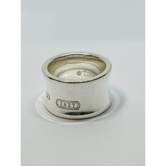 Tiffany & Co. Sterling Silver 1837 Wide Band Ring Size 4.75 - Picture 7 of 8